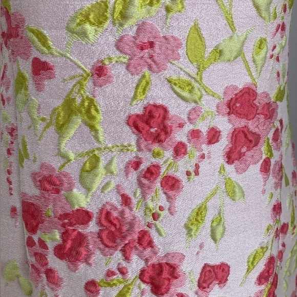 Leggiadro Matelasse Silk Floral Dress Sleeveless Midi Dress White Pink - Picture 6 of 14